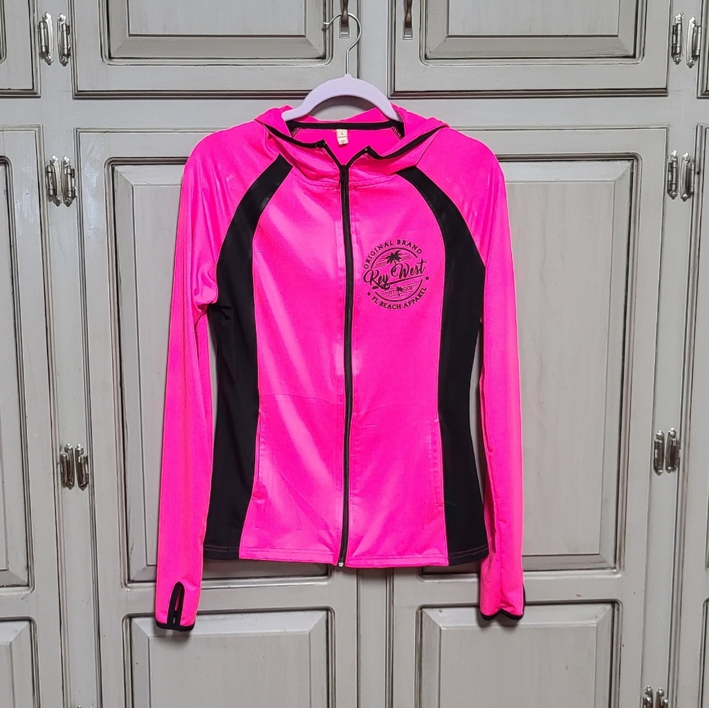 Velvety-soft Pink and Black Workout Jacket